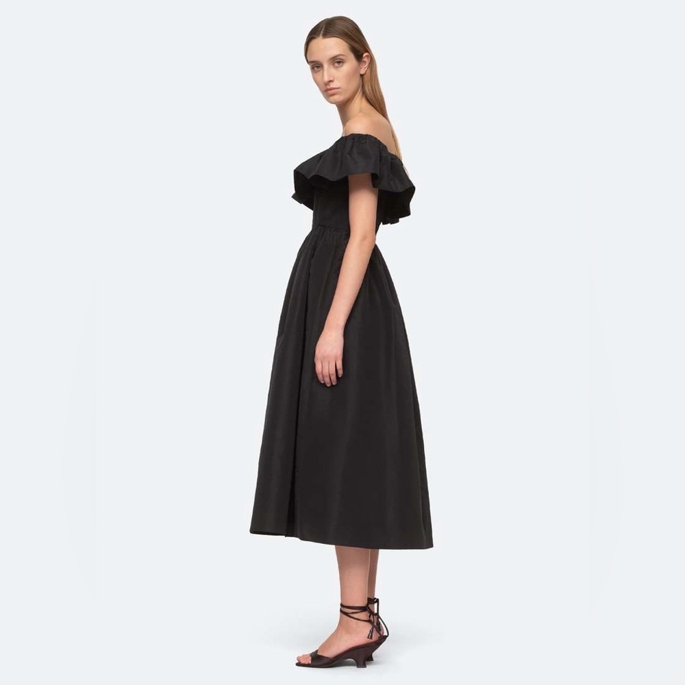 NWT $425 Sea Diana Taffeta Dress In Black - Picture 5 of 9
